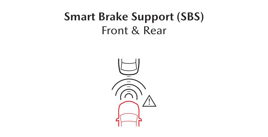 SBS aims to help the driver avoid or reduce the severity of frontal collisions (between 15 - 145 km/h) by automatically applying the brakes if there is a danger of collision.