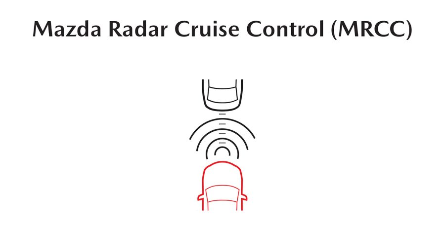 MRCC maintains a set speed and minimum following distance from the car in front. If the car you are following reduces speed, your vehicle will automatically slow down as needed.