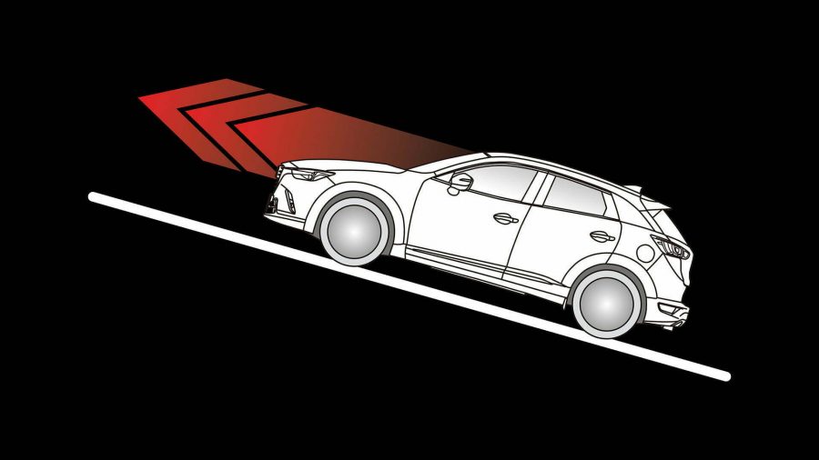 Hill Launch Assist (HLA) helps the driver take-off smoothly when stopped on a slope.