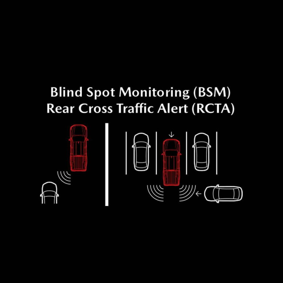 By scanning blind spots behind your vehicle, sensors detect unseen vehicles to alert you during lane change or reversing.